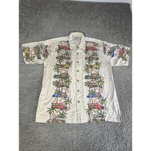 Colo Wear Shirt Mens L Multicolor Woodie Car Surf Hawaiian Aloha Button Front